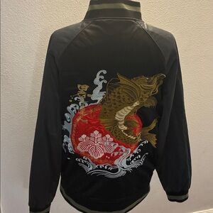 Osaka Sport Embroidered Black Bomber Jacket & Red Fish Back size L or 42” chest